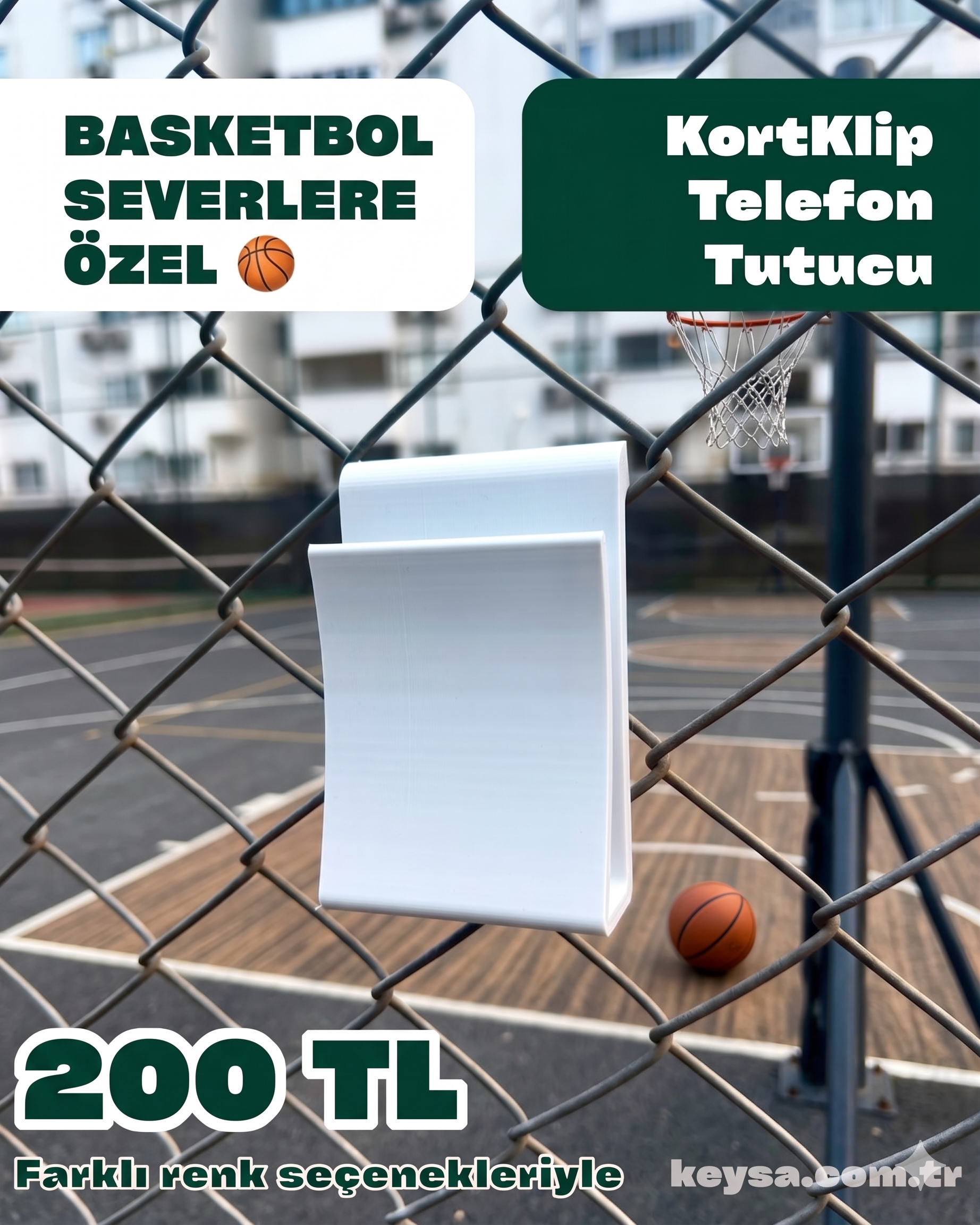 Gemini_Generated_Image_wys95rwys95rwys9 Basketbol Kortu Tel Telefon Tutucu - Görsel 1